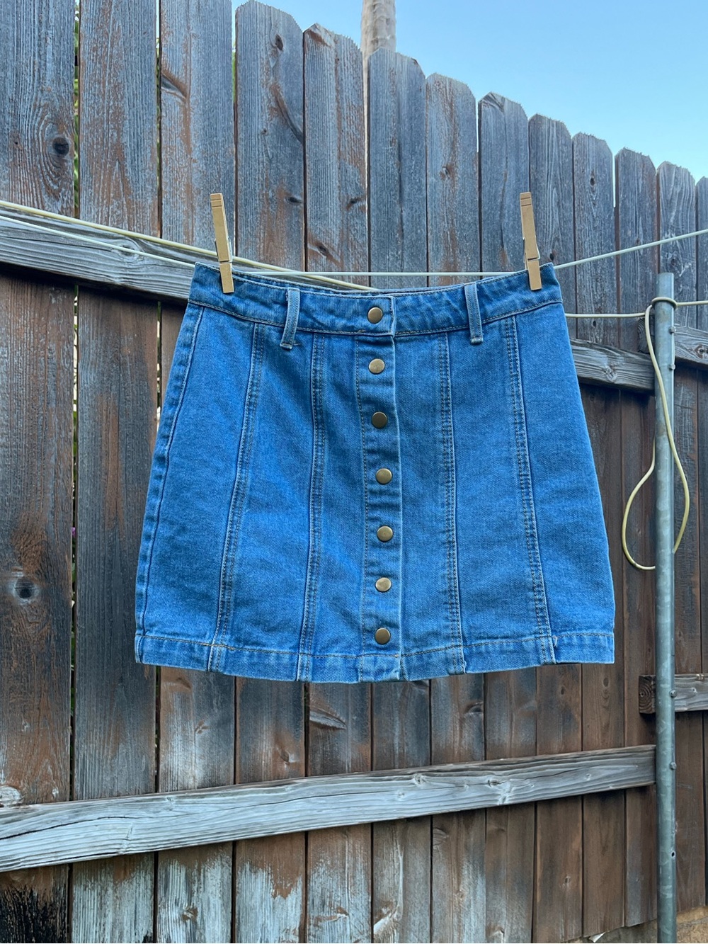 Forever 21 Blue Button-Front Denim Mini Skirt